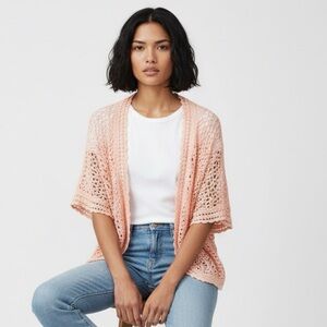 Denim 24/7 Pink Open-Knit Cardigan